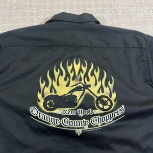 VTG Orange County Choppers 2XL Button Up Short Sleeve Y2K Biker Shirt OCC